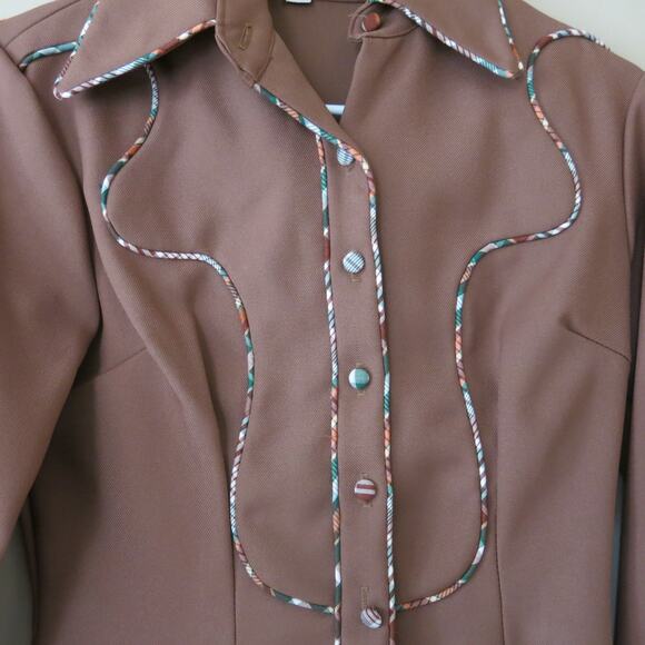 VINTAGE 70s Equitation Collection Dickson Jenkins Jacket/Shirt Size 10/32 Brown - Picture 2 of 8